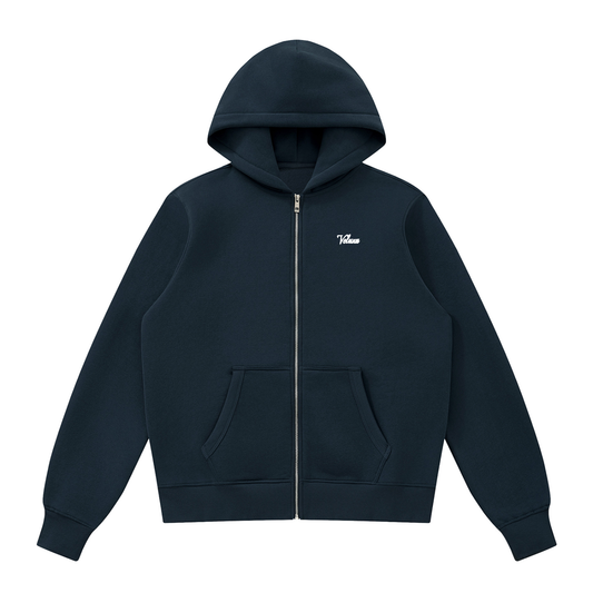 Navy Signature Full Zip Fleeced Jacket